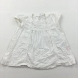White Cotton Dress - Girls 2-4 Months