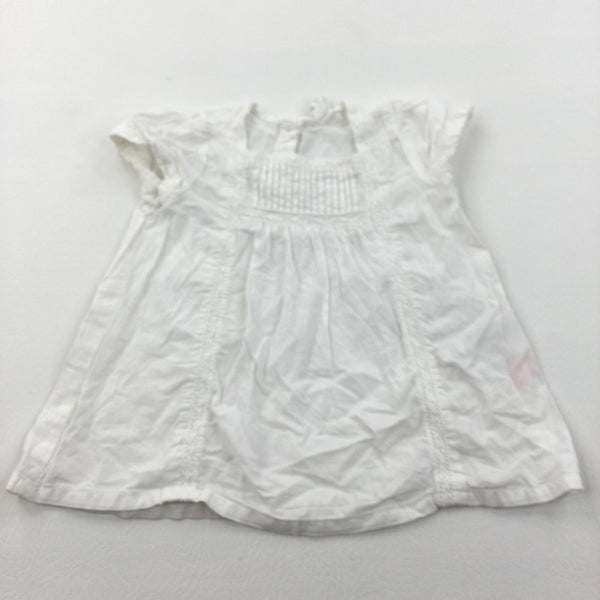 White Cotton Dress - Girls 2-4 Months