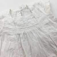 White Cotton Dress - Girls 2-4 Months