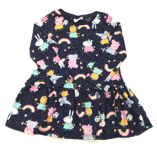 Peppa Pig Navy Long Sleeve Dress - Girls 12-18 Months