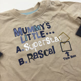 'Mummy's Little...' Beige & Charcoal Grey Long Sleeve Top - Boys 3-6 Months