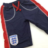 'England' Badge Navy & Red Jersey Trousers - Boys 3-6 Months