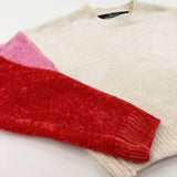 Cream, Red & Pink Cropped Knitted Jumper - Girls 9 Years