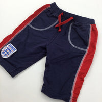 'England' Badge Navy & Red Jersey Trousers - Boys 3-6 Months