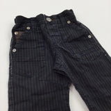 Signature Black & Brown Pinstripe Smart Cotton Trousers - Boys 3-6 Months