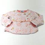 Flowers Peach Cotton Lightweight Jacket - Girls 3-6 Months