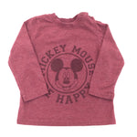 Mickey Mouse Burgundy Long Sleeve Top - Boys 12-18 Months