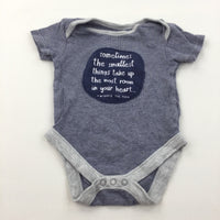 'Sometimes The Smallest Things…' Navy & Grey Short Sleeve Bodysuit - Boys 3-6 Months