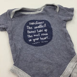 'Sometimes The Smallest Things…' Navy & Grey Short Sleeve Bodysuit - Boys 3-6 Months