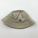 Boat Motif Beige Cotton Sun Hat - Boys 3-9 Months