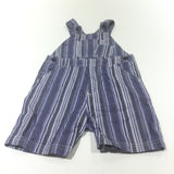 Navy, White & Blue Striped Cotton Short Dungarees - Boys 6-9 Months