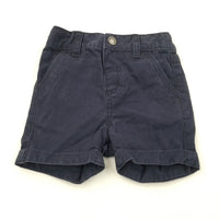 Navy Cotton Shorts with Adjustable Waistband - Boys 9-12 Months