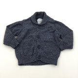 Mottled Navy Lightweight Knitted Cardigan with Collar - Boys 3-6 Months