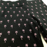 Palm Trees Black & Pink Shorts  - Girls 8-9 Years