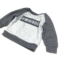 '#MiniBoss' Grey Mottled Sweatshirt - Boys 0-3m