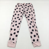 Spotty Pink & Black Pyjama Bottoms - Girls 10 Years