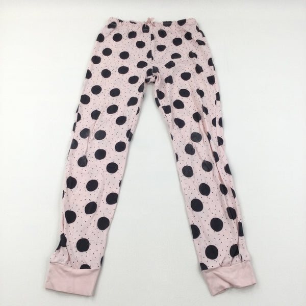 Spotty Pink & Black Pyjama Bottoms - Girls 10 Years