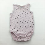 Flowers Grey & Dusky Pink Sleeveless Bodysuit with Lacey Trim - Girls 4-6 Months