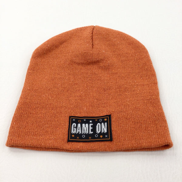 'Game On' Orange Knitted Hat - Boys 4-6 Years