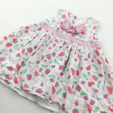 Fruit & Flowers Pink & White Cotton Sun/Party Dress - Girls 3-6 Months