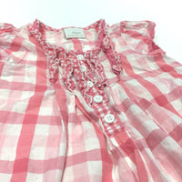 Pink & White Gingham Cotton Dress - Girls 18-24 Months