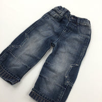Mid Blue Denim Jeans with Adjustable Waistband - Boys 9-12 Months