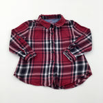 Maroon & Black Checked Cotton Shirt/Blouse - Boys/Girls 12-18 Months