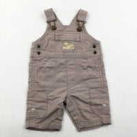 'Little Explorer' Camel Embroidered Brown Short Dungarees - Boys Newborn