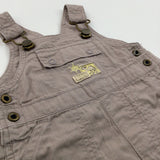 'Little Explorer' Camel Embroidered Brown Short Dungarees - Boys Newborn