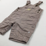 'Little Explorer' Camel Embroidered Brown Short Dungarees - Boys Newborn