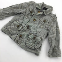 Sage Green Lined Cotton Jacket with Collar - Boys 9-12 Months