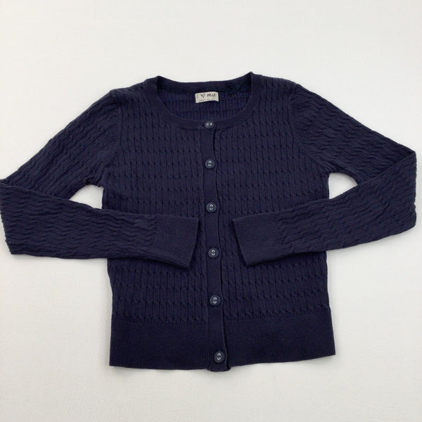 Navy Patterned Knitted Cardigan - Girls 9-10 Years