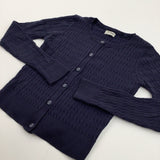 Navy Patterned Knitted Cardigan - Girls 9-10 Years