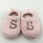 'S' Pink Slippers - Girls - Shoe Size 12-13