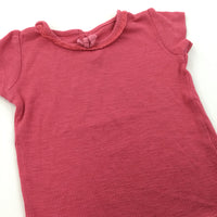 Dark Pink Ribbed T-Shirt - Girls 6-9 Months