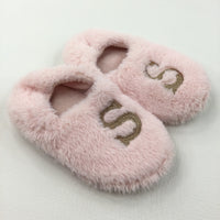 'S' Pink Slippers - Girls - Shoe Size 12-13