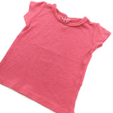 Dark Pink Ribbed T-Shirt - Girls 6-9 Months