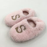 'S' Pink Slippers - Girls - Shoe Size 12-13