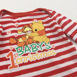 'Baby's First Christmas' Winnie The Pooh & Tigger Red & White Striped Long Sleeve Bodysuit - Boys/Girls 0-3 Months