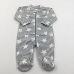 Stars Fleece Grey & White Lightweight Pramsuit - Boys Newborn