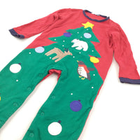 Christmas Tree Appliqued Red & Green Jersey Romper