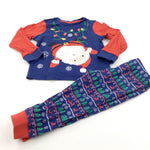 Father Christmas Appliqued Navy & Red Pyjamas - Boys/Girls 18-24 Months