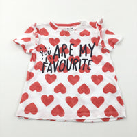 'You Are My Favourite' Hearts Red & White T-Shirt - Girls 12-18 Months