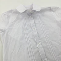 Pleated White Cotton School Blouse - Girls 9-10 Years