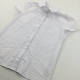 Pleated White Cotton School Blouse - Girls 9-10 Years