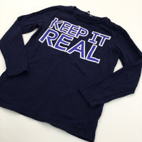 'Keep It Real' Navy Long Sleeve Top - Boys 6-7 Years