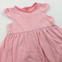 Pink & White Striped Lightweight Jersey Dress - Girls 6-9 Months