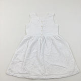 White Button Up Lace Dress- Girls 9-10 Years