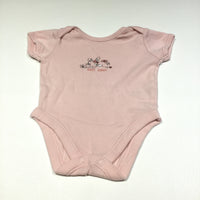'Happy Bunny' Rabbit Pink Short Sleeve Bodysuit - Girls 0-3m