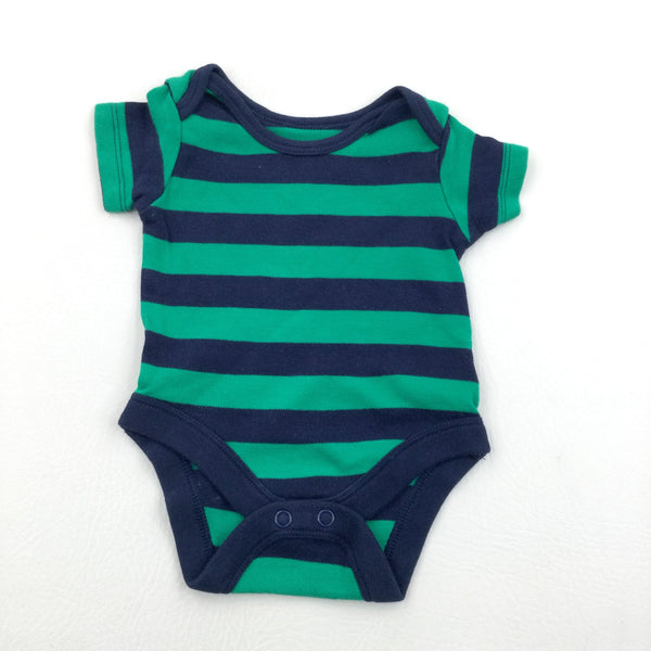 Striped Green & Navy Short Sleeve Bodysuit - Boys Newborn